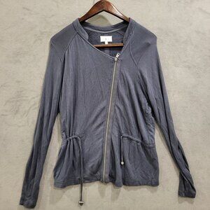 LOU & GREY‎ Full Zip Sweatshirt Women's Size Medium Drawstring Moto Style Casual